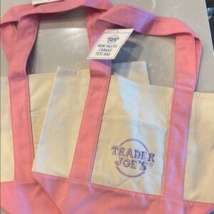 Trader Joe’s Mini Pastel Pink Canvas Tote Bag Sold Out bag!
